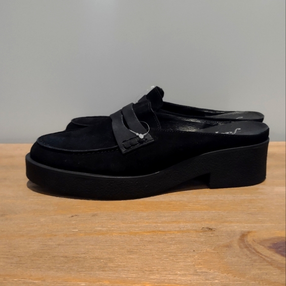 Free People Leighton black suede leather penny loafer slip on shoes 8 - Picture 4 of 7